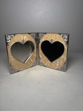 Vtg Things Remembered Double Heart mirror pic frame w/Swarovski Crystals